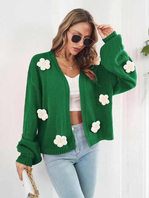 Floral Open Front Long Sleeve Cardigan Trandify deal