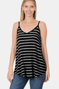 Zenana Striped V-Neck Curved Hem Cami Trandify deal