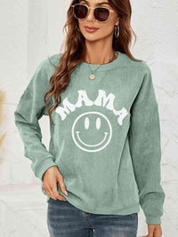 Round Neck Long Sleeve MAMA Graphic Sweatshirt Trandify deal