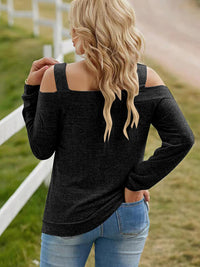 Full Size Cutout Cold Shoulder Blouse Trandify deal