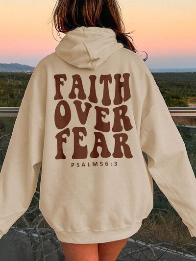 FAITH OVER FEAR Dropped Shoulder Hoodie Trandify deal