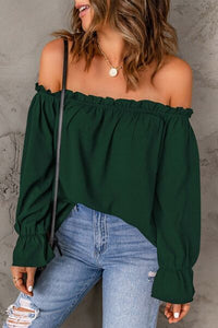 Frill Off-Shoulder Flounce Sleeve Blouse Trandify deal