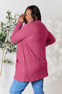 Basic Bae Full Size Ribbed Open Front Cardigan with Pockets Trandify deal