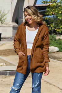 Full Size Teddy Hooded Jacket with Pockets Trandify deal