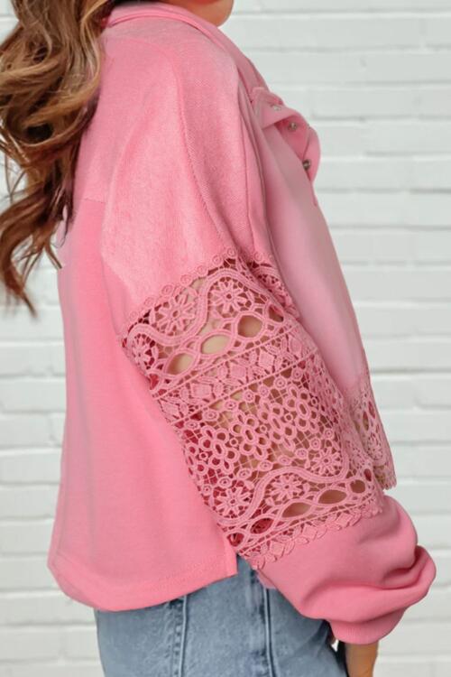 Crochet Snap Button Sweatshirt Trandify deal