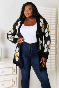 Double Take Floral Button Down Longline Cardigan Trandify deal