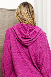 BiBi Brushed Checker Drawstring Long Sleeve Hoodie Trandify deal