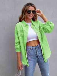 Distressed Drop Shoulder Denim Jacket - Trandify Deal