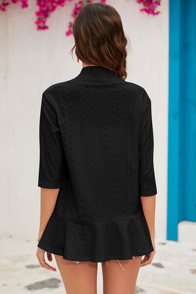 Eyelet Open Front Cardigan Trandify deal