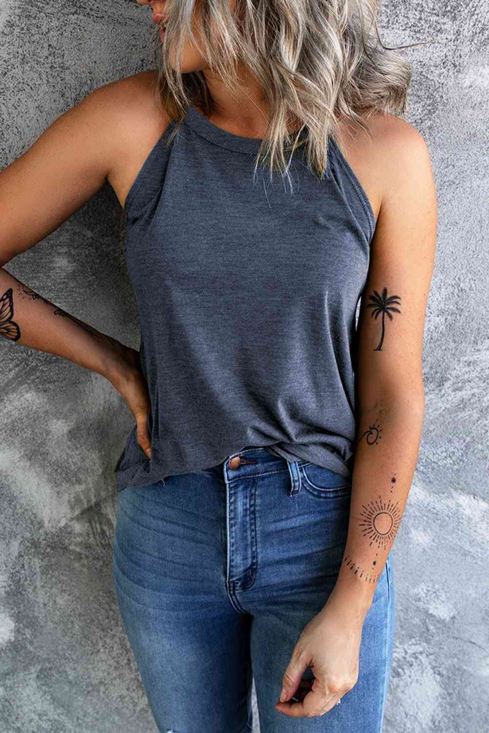 Curved Hem Grecian Tank Top - Trandify Deal