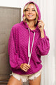 BiBi Brushed Checker Drawstring Long Sleeve Hoodie Trandify deal