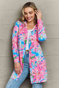 Double Take Floral Open Front Long Sleeve Cardigan Trandify deal