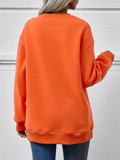 Graphic Round Neck Dropped Shoulder Sweatshirt Trandify deal