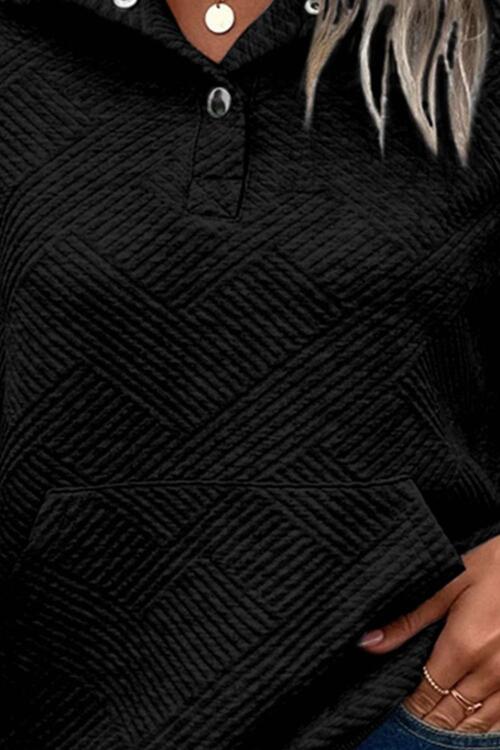 Geometric Snap Button Long Sleeve Sweatshirt Trandify deal