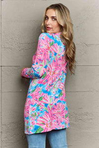 Double Take Floral Open Front Long Sleeve Cardigan Trandify deal