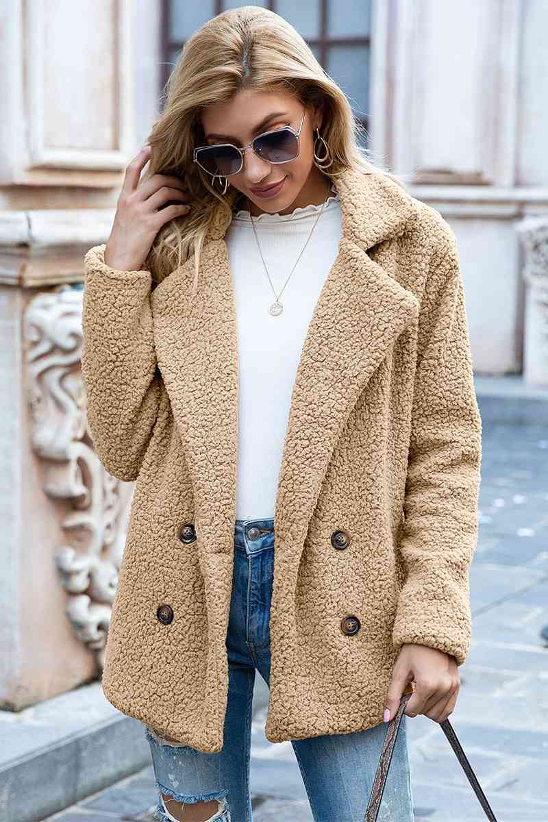 lvy Lane Full Size Lapel Collar Sherpa Coat Trandify deal