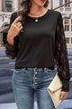 Round Neck Lace Trim Long Sleeve Sweatshirt Trandify deal