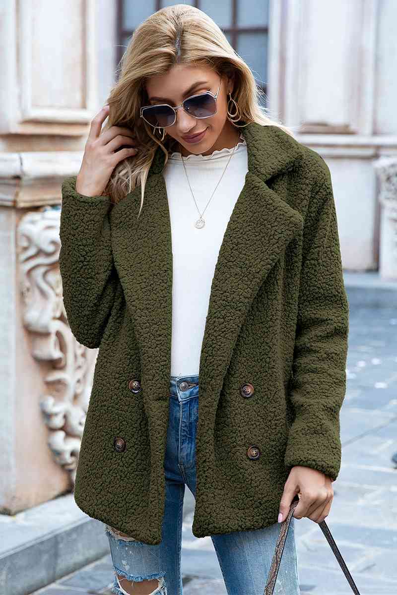lvy Lane Full Size Lapel Collar Sherpa Coat Trandify deal