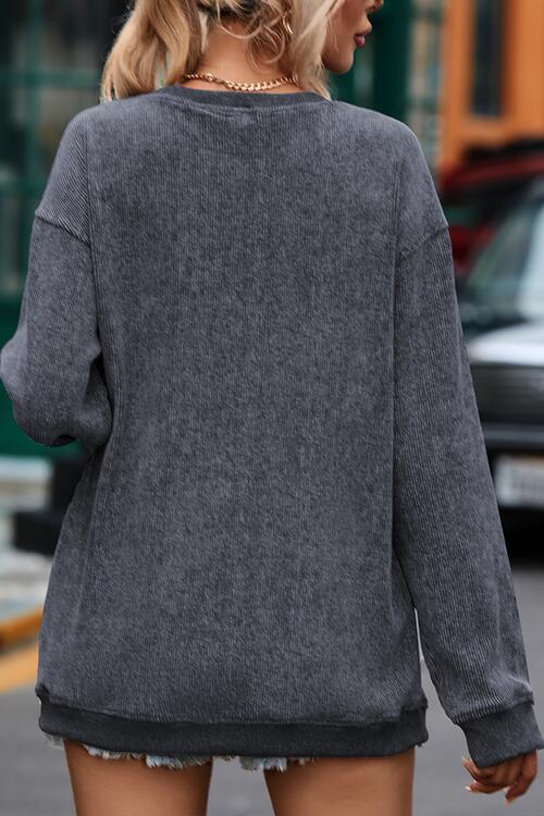 Sequin Candy Cane Round Neck Sweatshirt - Trandify Deal