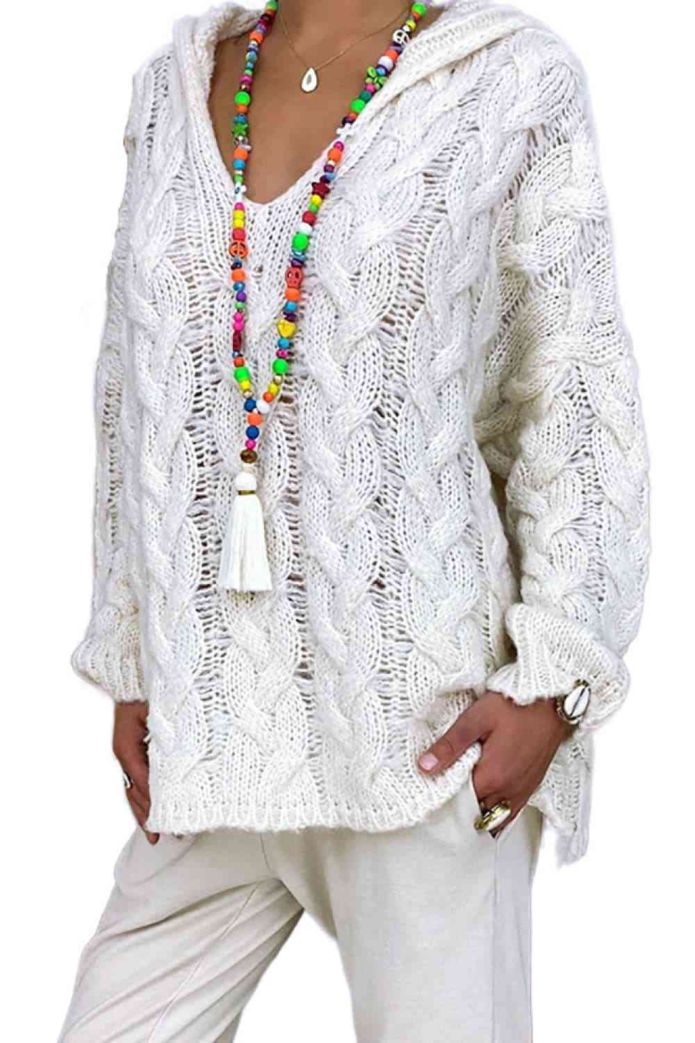 Cable-Knit Hooded Sweater Trandify deal