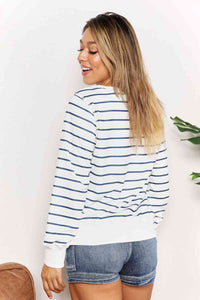 Double Take Striped Long Sleeve Round Neck Top Trandify deal
