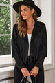 Fringe Trim Lapel Collar Cropped Blazer - Trandify Deal