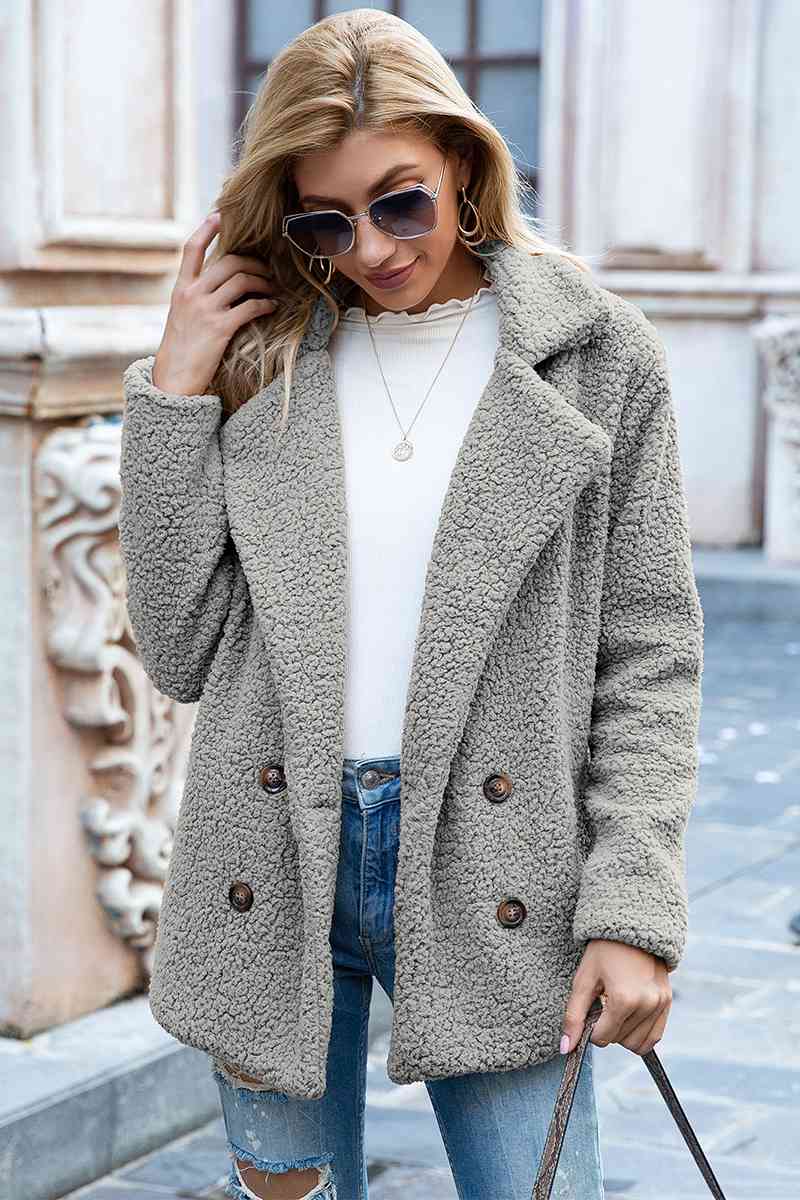 lvy Lane Full Size Lapel Collar Sherpa Coat Trandify deal