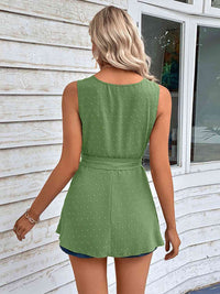 Swiss Dot Tie Waist Tank Top Trandify deal