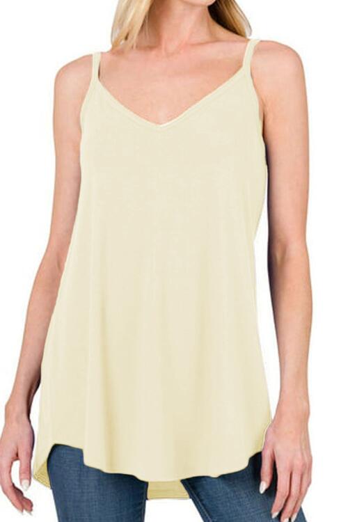 Full Size Spaghetti Strap V-Neck Flowy Tunic Cami Trandify deal