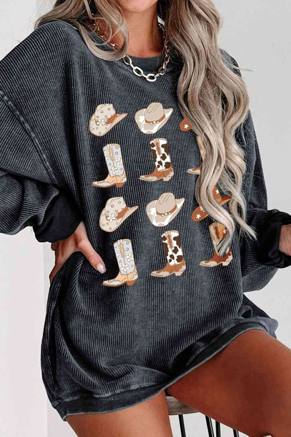 Cowboy Hat & Boot Graphic Sweatshirt - Trandify Deal