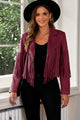 Fringe Trim Lapel Collar Cropped Blazer - Trandify Deal