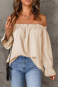 Frill Off-Shoulder Flounce Sleeve Blouse Trandify deal