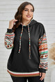 Plus Size Waffle-Knit Geometric Dropped Shoulder Hoodie Trandify deal