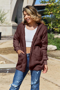 Full Size Teddy Hooded Jacket with Pockets Trandify deal