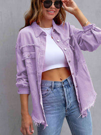 Distressed Drop Shoulder Denim Jacket - Trandify Deal