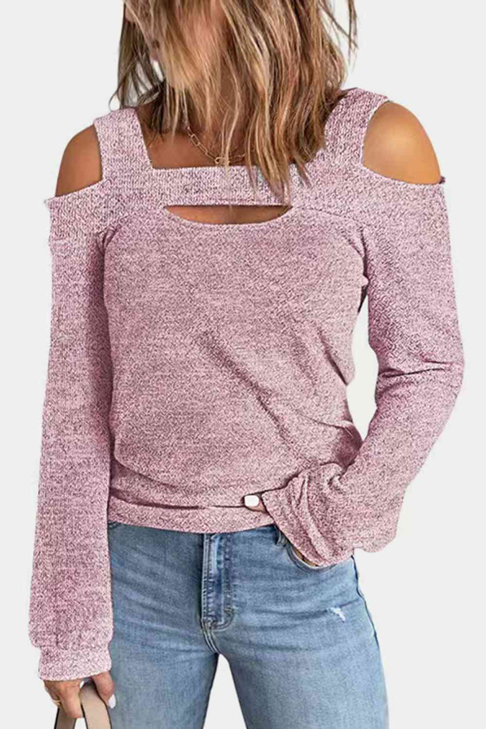 Full Size Cutout Cold Shoulder Blouse Trandify deal