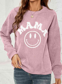 Round Neck Long Sleeve MAMA Graphic Sweatshirt Trandify deal