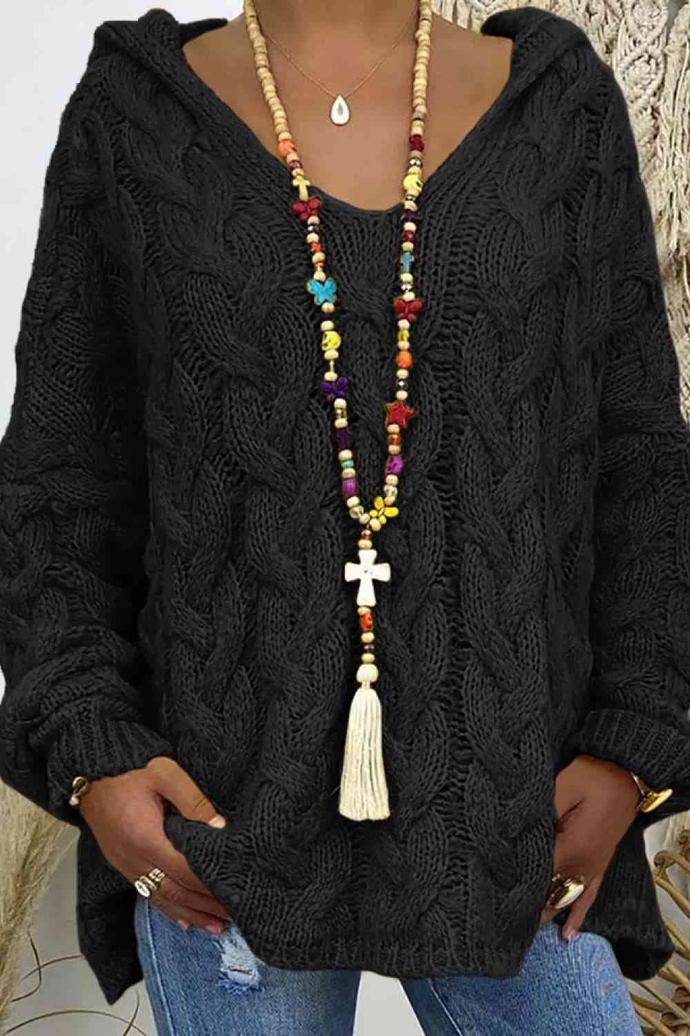 Cable-Knit Hooded Sweater Trandify deal