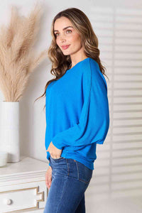 Zenana Full Size Round Neck Batwing Sleeve Blouse Trandify deal
