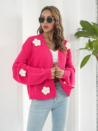 Floral Open Front Long Sleeve Cardigan Trandify deal