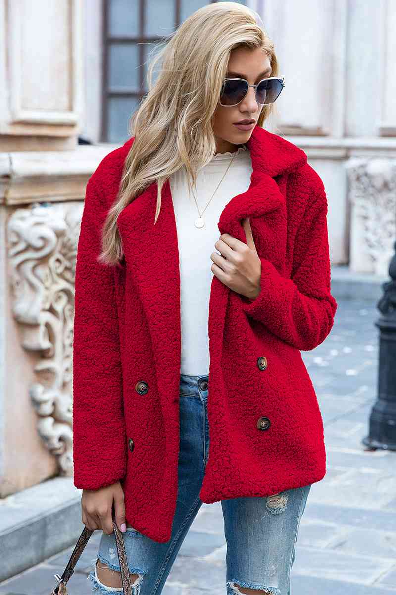 lvy Lane Full Size Lapel Collar Sherpa Coat Trandify deal