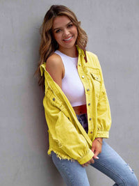 Distressed Drop Shoulder Denim Jacket - Trandify Deal