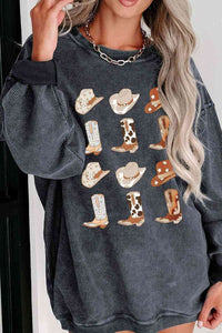 Cowboy Hat & Boot Graphic Sweatshirt - Trandify Deal