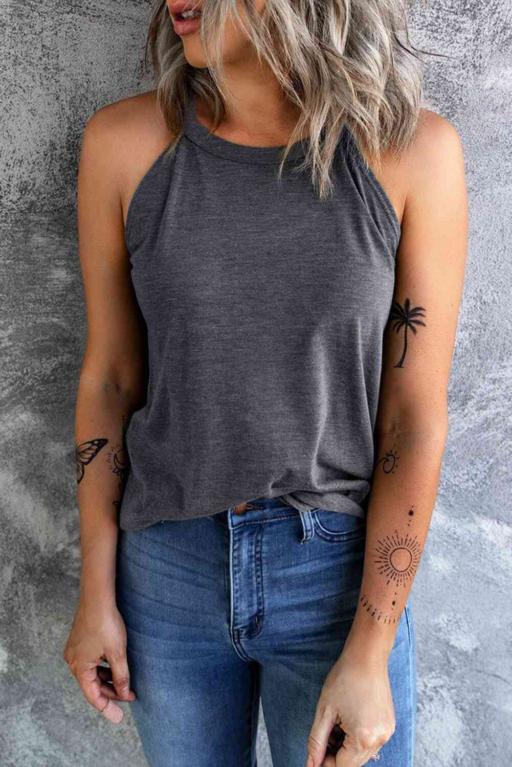 Curved Hem Grecian Tank Top - Trandify Deal