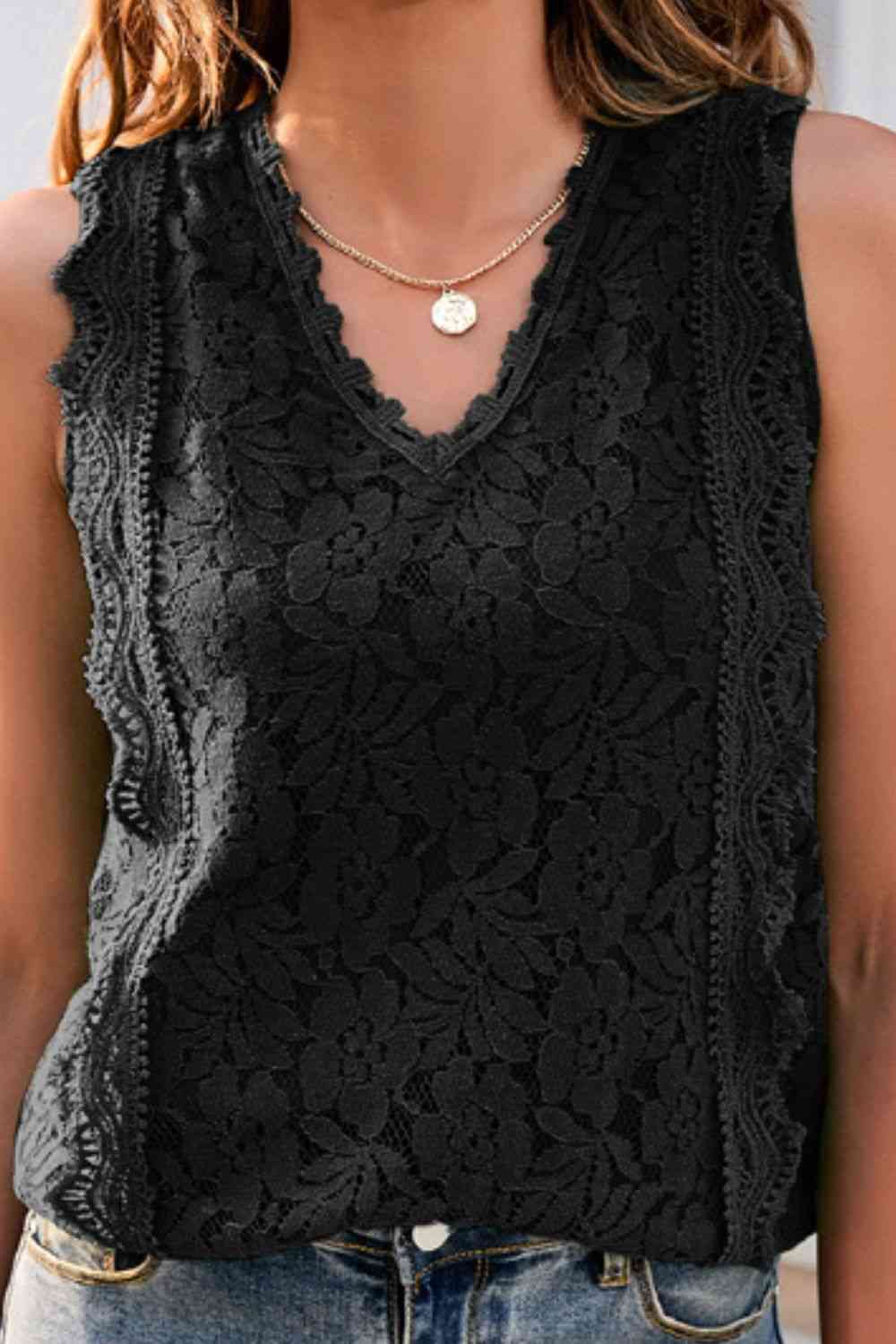 Lace V-Neck Tank Trandify deal