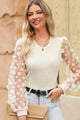 Double Take Textured Applique Long Sleeve Blouse Trandify deal