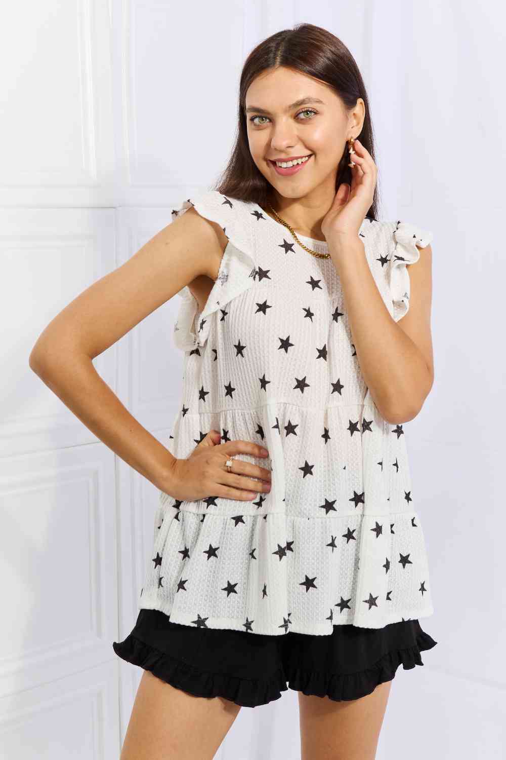 Heimish Shine Bright Full Size Butterfly Sleeve Star Print Top Trandify deal