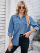 Button Up Collared Neck Denim Jacket Trandify deal