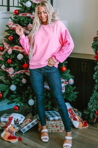 Sequin Round Neck Dropped Shoulder Sweatshirt Trandify deal