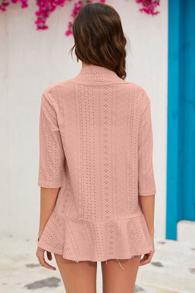 Eyelet Open Front Cardigan Trandify deal